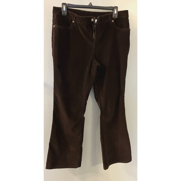 Classic Elements Pants - Classic Elements Womens Petite Dark Brown Corduroy Pants Size 12P